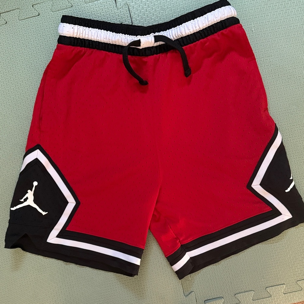 Jordan Red Basketball Shorts with Black & White Trim